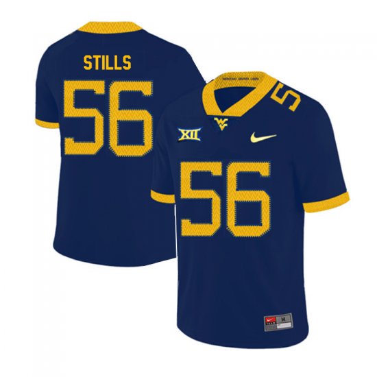 Men's West Virginia Mountaineers NCAA #56 Darius Stills Navy Authentic Nike 2019 Stitched College Football Jersey MG15Y47QW